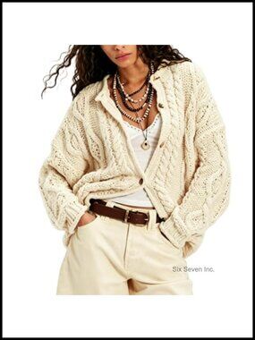 Oversized Cable Knit Button Down Cardigan Long Sleeve Sweater